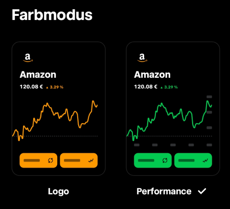 Trade Republic App: Logo-Farbmodus und Performance-Farbmodus einstellen